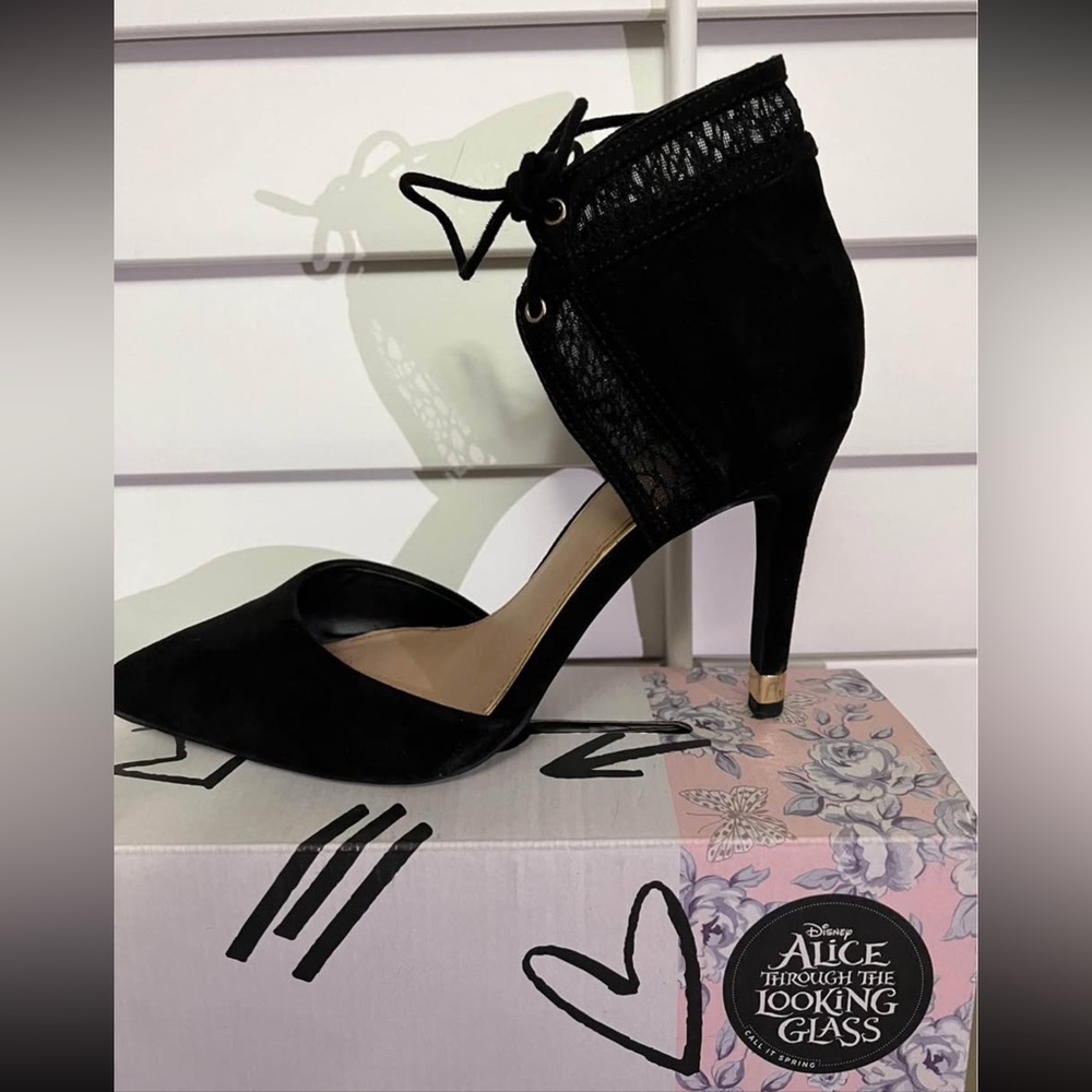 Call it Spring Disney Black Lace-Up Heels